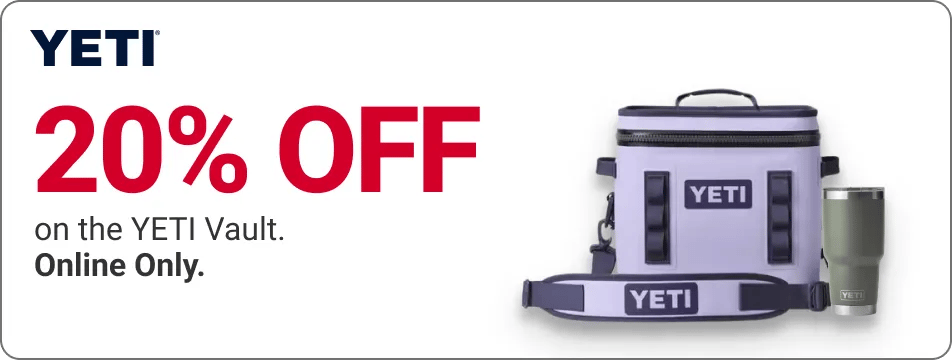 20% off on the YETI vault. online only.