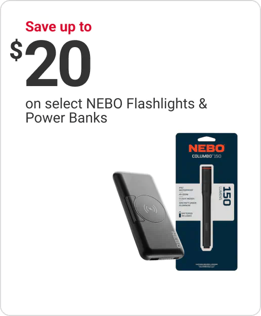 Save up to $20 on select NEBO Flashlights & Power Banks