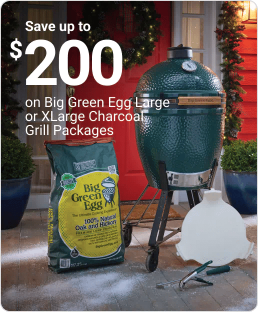 Save up to $200 on Big Green Egg Large or XLarge Charcoal Grill Packages