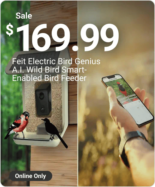 Sale $169.99 Feit Bird Genius A.I. Wild Bird Smart-Enabled Bird Feeder - Online Only