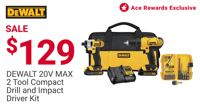 SALE $129 DeWalt 20V MAX 2 Tool Compact Drill and Impact Driver Kit