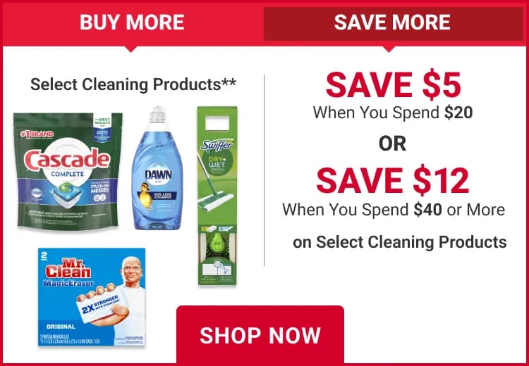 Buy more, save more, Spend $20 Save $5, Spend $40 Save $12