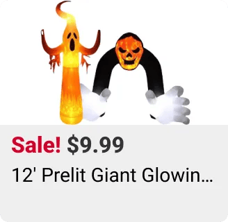 $99.99 12' Prelit Giant Glowing Ghost Inflatable or 13' Prelit Reaper Archway Inflatable