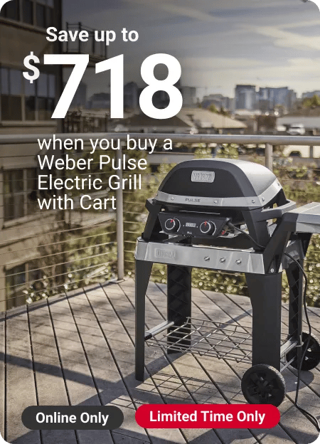 Save up to $718 when you buy a Weber Pulse electric grill with cart