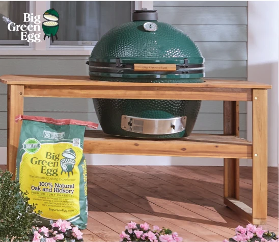 Big green egg grill with charcoal