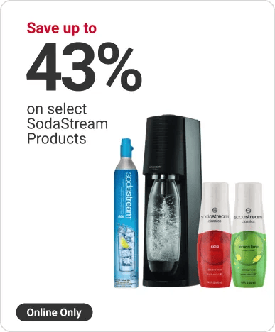 Online Only! Save up to 43% on select SodaStream products