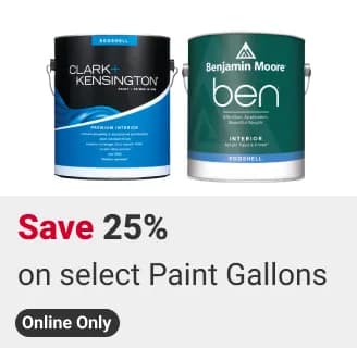 Online Only! Save 25% on select Benjamin Moore and Clark+Kensington Paint Gallons