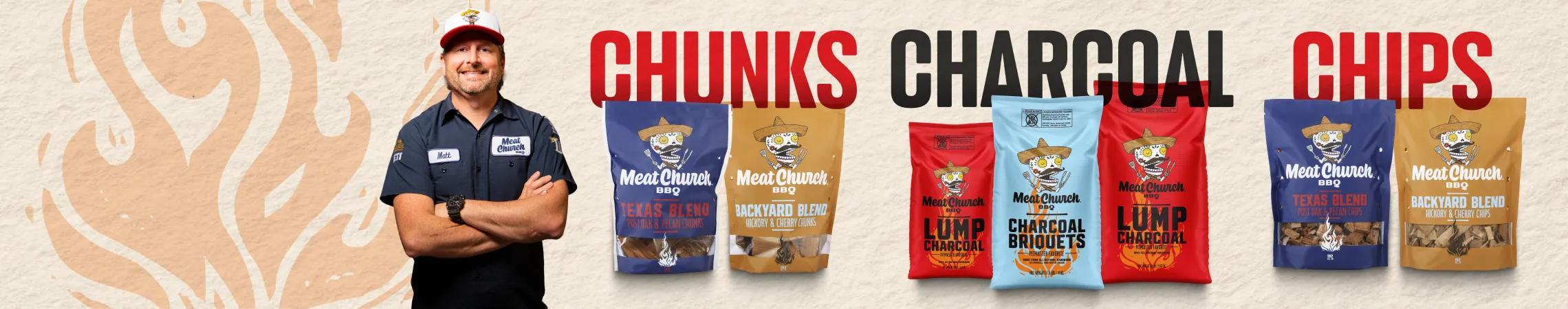 Meat Church BBQ - Chunks, Charcoals, Chips