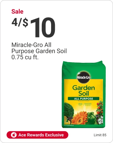Ace Rewards Exclusive Sale 4/$10 Miracle-Gro All Purpose Garden Soil 0.75 cu ft.