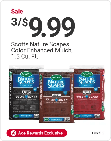 Ace Rewards Exclusive Sale 3/$9.99 Scotts Nature Scapes Color Enhanced Mulch, 1.5 Cu. Ft. 