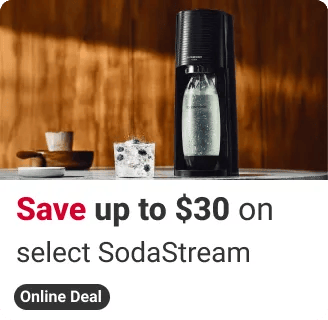 save up to $30 on select SodaStream Machines