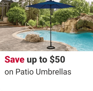 save up to $50 on patio umbrellas