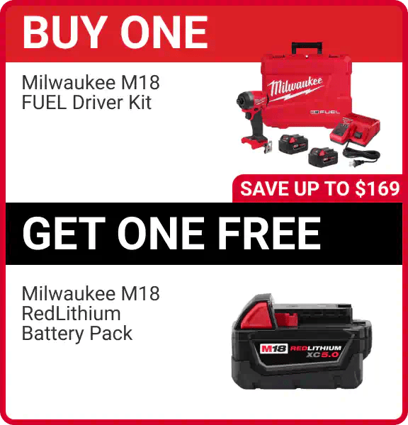 Milwaukee M18 FUEL Driver Kit - Buy One, Get Milwaukee M18 RedLithium Battery Pack Free ($169.00 Value)