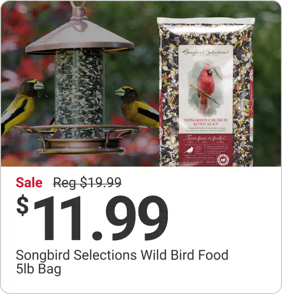 Songbird Selections Wild Bird Food 5lb Bag (Assorted varieties) - Sale for $11.99, reg. $19.99