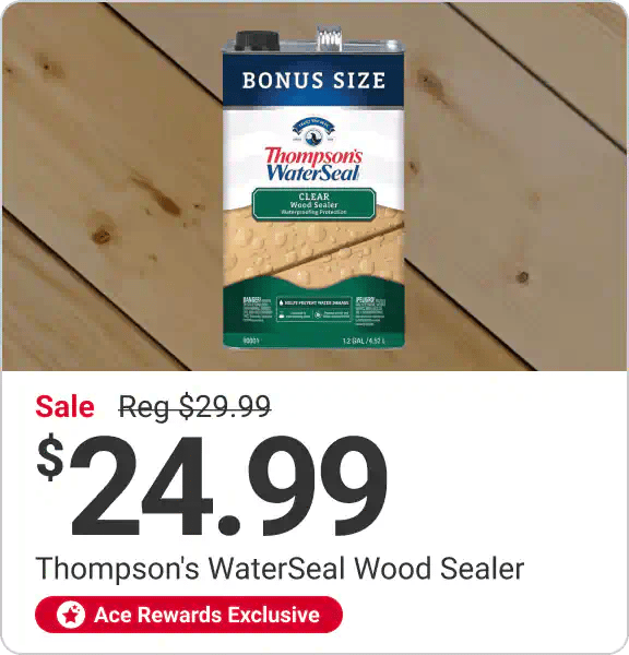 Ace Rewards Exclusive - Thompson's WaterSeal Wood Sealer 1.2 Gal - Sale for $24.99, Save $5