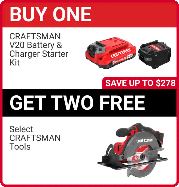 CRAFTSMAN V20 Battery and Charger Starter Kit - Buy One, Get Two Select Craftsman Tools Free (Up to $278.00 Value)