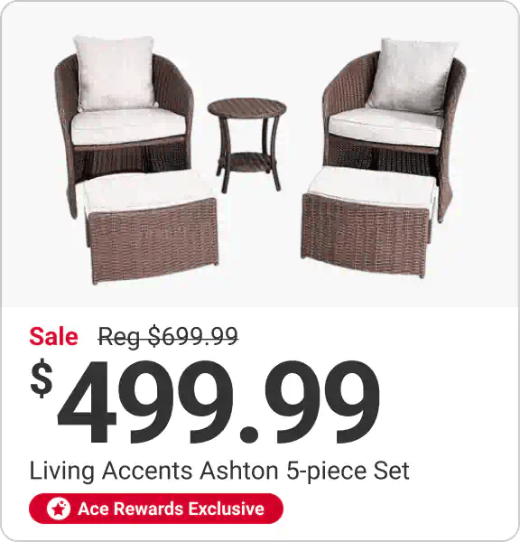Ace Rewards Exclusive - Living Accents Ashton 5-piece Cushioned Seating Set - Sale for $529.99, reg $699.99
