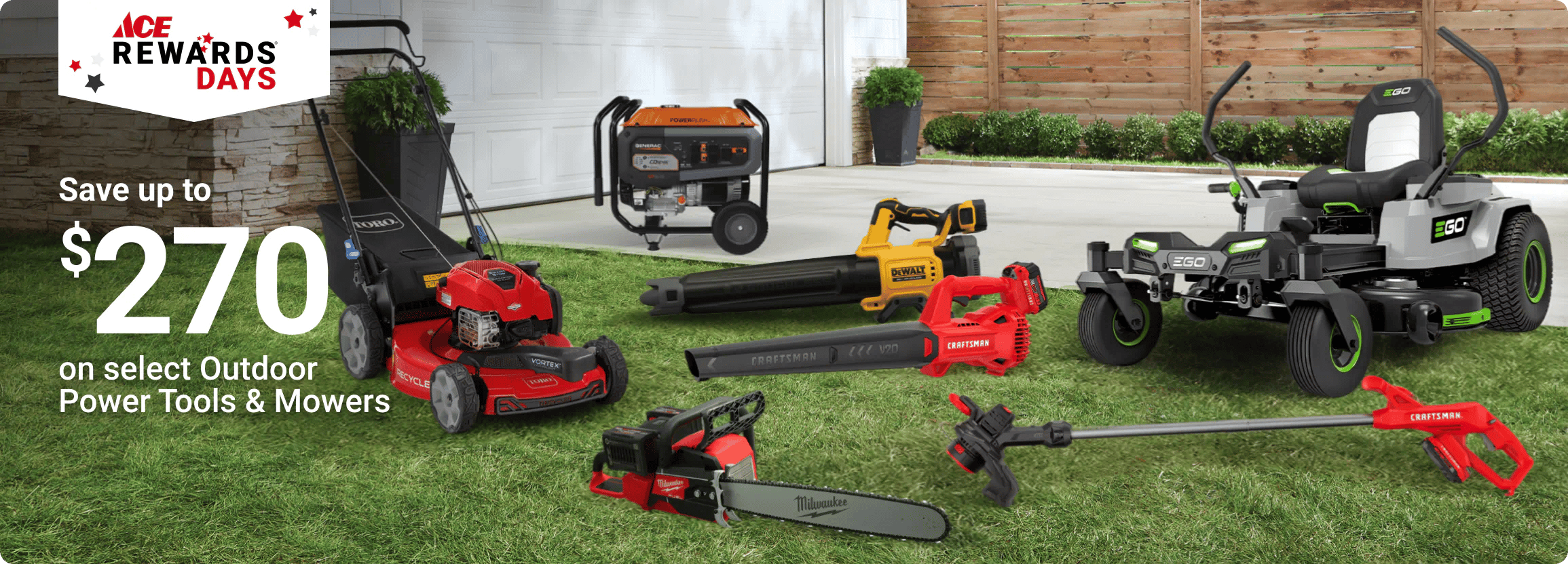 Save up to $270 on select outdoor power tools & mowers