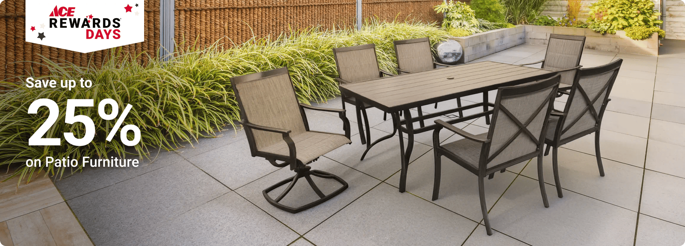 Save up to 25% on patio furniture