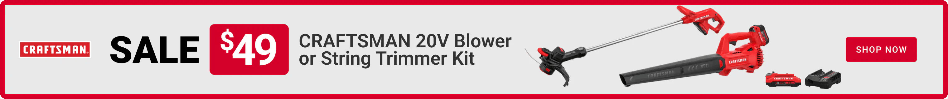 Sale $49 Craftsman 20V Blower or String Trimmer Kit