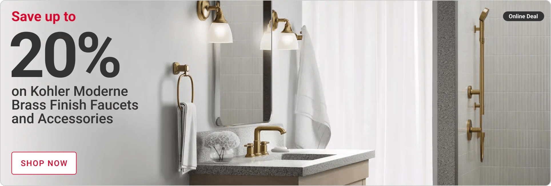 Save up to 20% on Kohler Moderne Brass Finish Faucets and Accessories