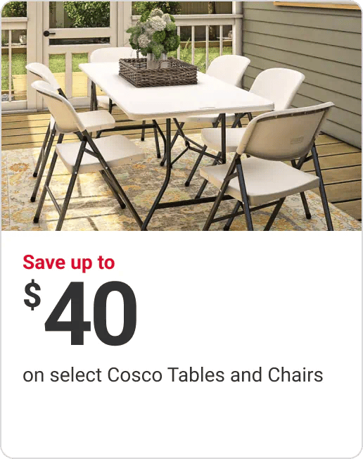 Save up to $40 on select Cosco Tables and Chairs