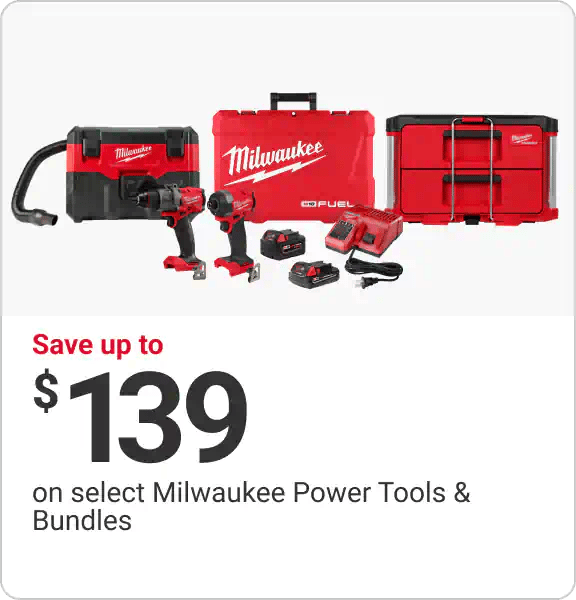 Save up to $139 on select Milwaukee Power Tools & Bundles
