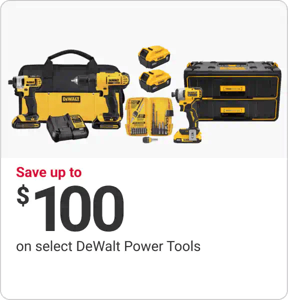 Save up to $100 on select DeWalt Power Tools