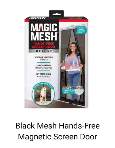 Black Mesh Hands-Free Magnetic Screen Door