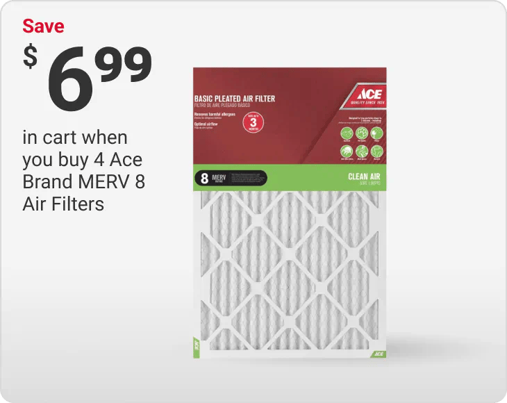 Buy 4 Ace Brand MERV 8 Air Filters, Save $6.99 in Cart