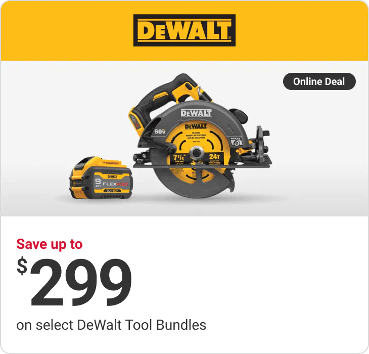 Online Deal - Save up to $299 on select DeWalt Tool Bundles