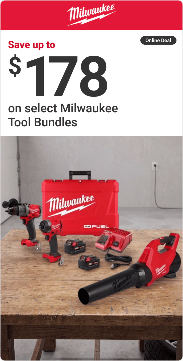 Online Deal - Save up to $178 on select Milwaukee Tool Bundles