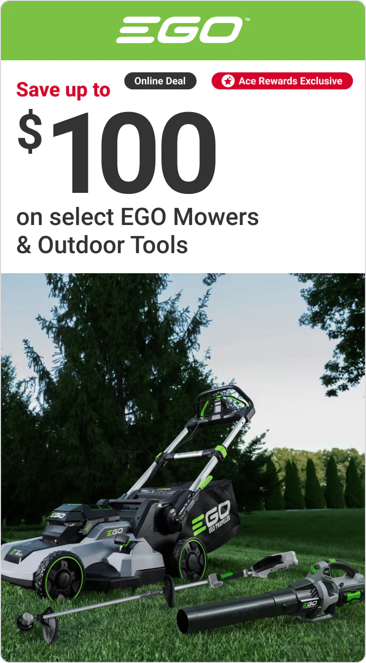 Online Deal - Ace Rewards Members Save up to $100 on select EGO Mowers & Outdoor Tools