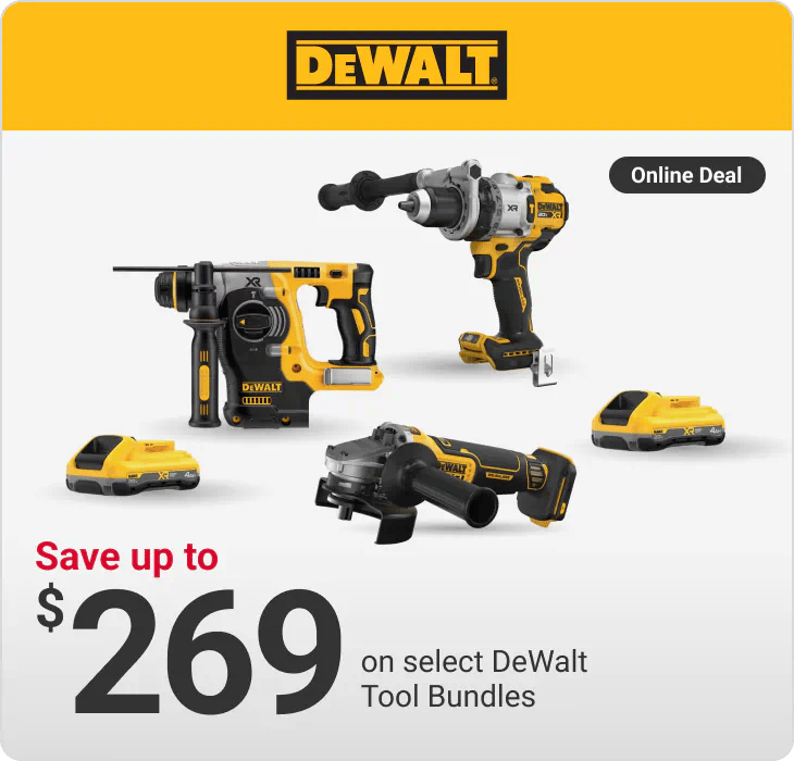 Online Deal - Save up to $269 on select DeWalt Tool Bundles