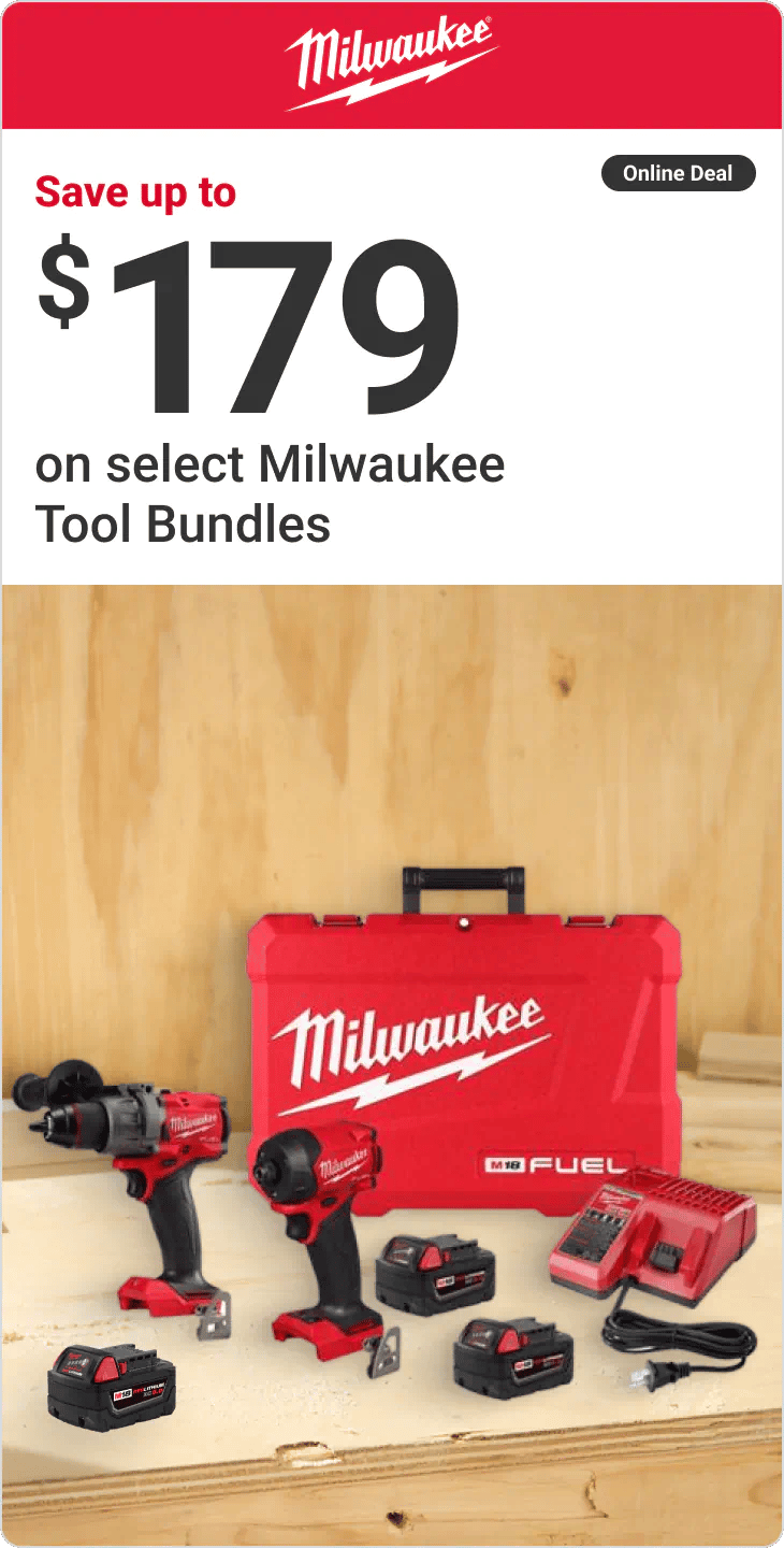 Online Deal - Save up to $179 on select Milwaukee Tool Bundles