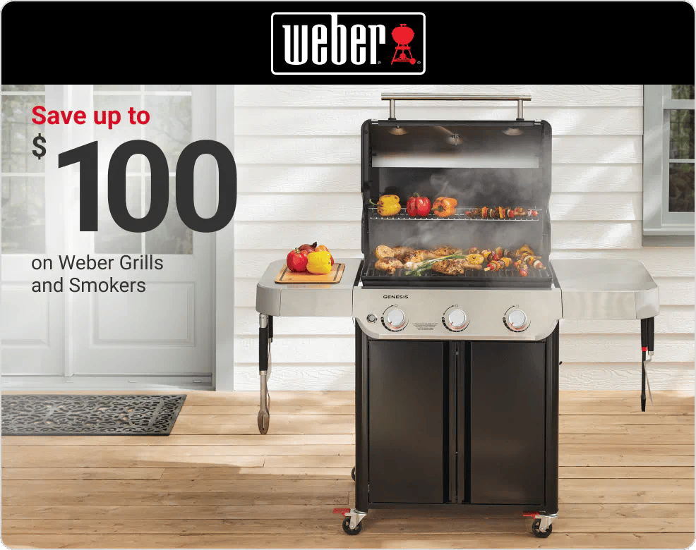 Save up to $100 on Weber Grills and Smokers