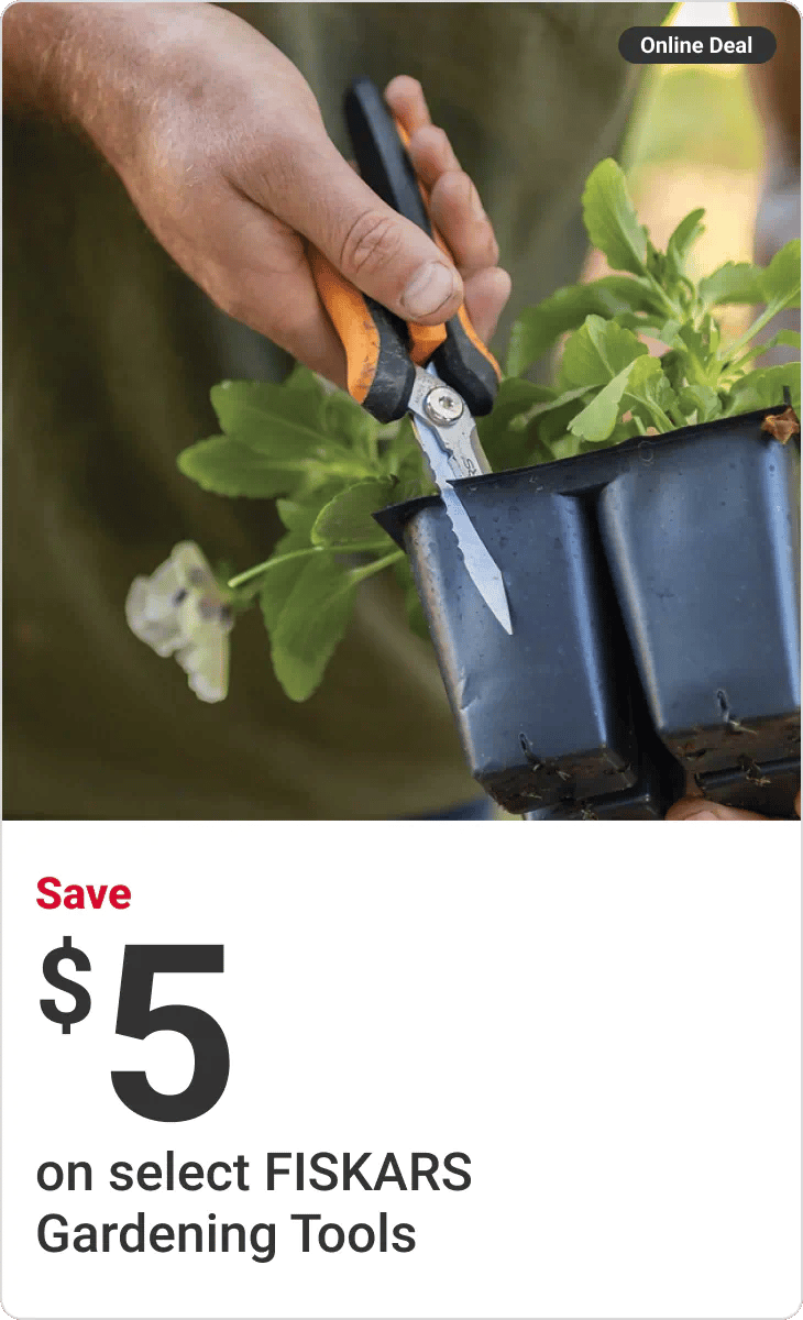 Save $5 on select Fiskars Gardening Tools