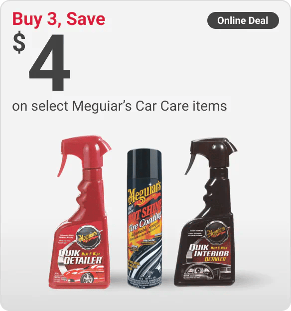 Online Deal - Buy 3, Save $4 on select Meguiar's Car Care items