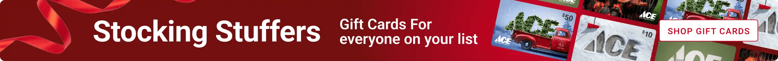 Stocking Stuffers - Gift Cards for everyone on your list - Shop Now