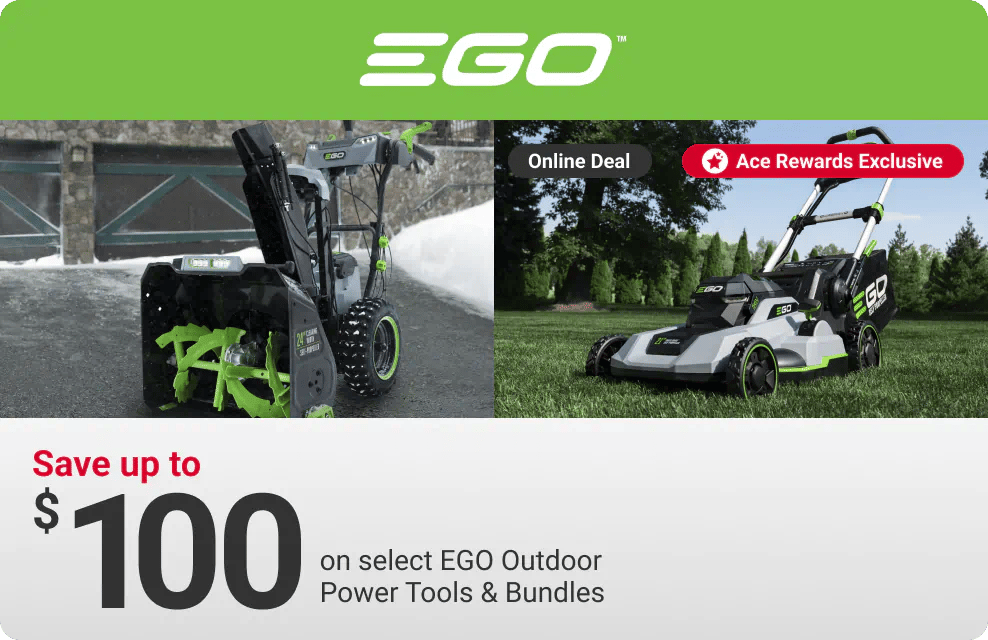 Online Deal - Ace Rewards Members Save up to $100 on select EGO Outdoor Power Tools & Bundles