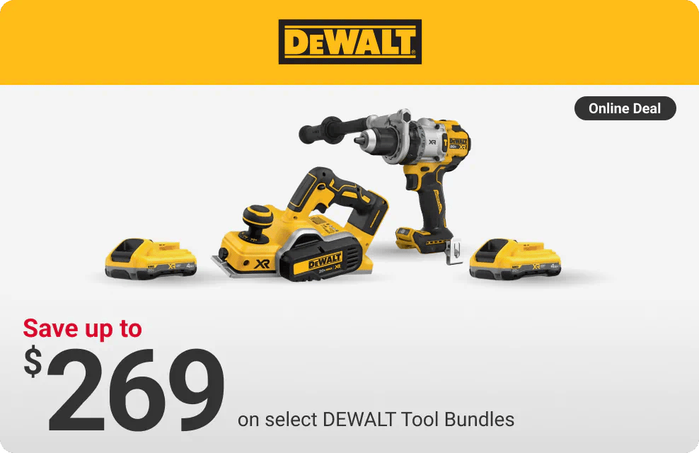 Online Deal - Save up to $269 on select DEWALT Tool Bundles