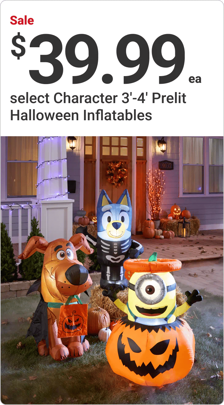 Sale $39.99 each select Character 3'-4' Prelit Halloween Inflatables