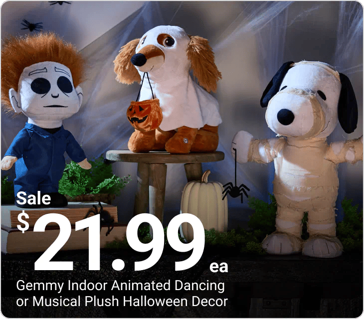 Sale $21.99 each Gemmy Indoor Animated Dancing or Musical Plush Halloween Decor