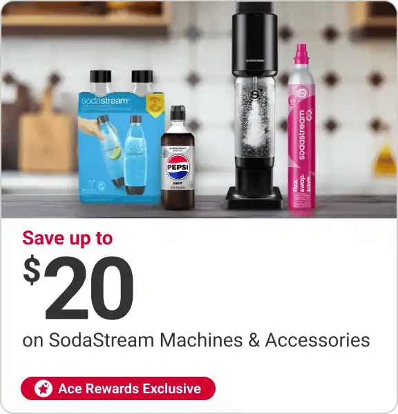 Ace Rewards Members Save up to $20 on SodaStream Machines & Accessories