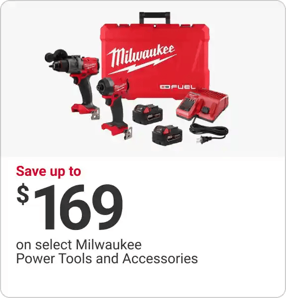 Save up to $169 on select Milwaukee Power Tools and Accessories