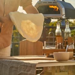  Tossing Ooni's Neapolitan pizza dough in air