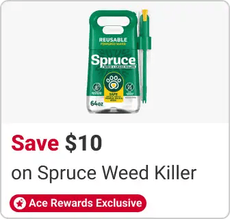 Ace Rewards Members Save $10 Spruce Weed and Grass Killer Limit 1