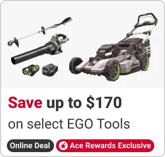 Save up to $170 on select EGO Outdoor Tools & Bundles. Online deal, Ace Rewards Exclusive