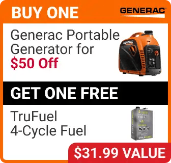 BOGA - Buy Generac 2500W Gas Portable Generator for $50 Off, Get TruFuel 4-Cycle Fuel FREE ($31.99 Value)