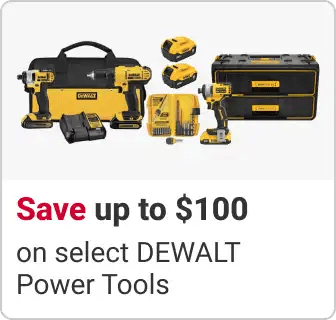 Save up to $100 on select DeWalt Power Tools